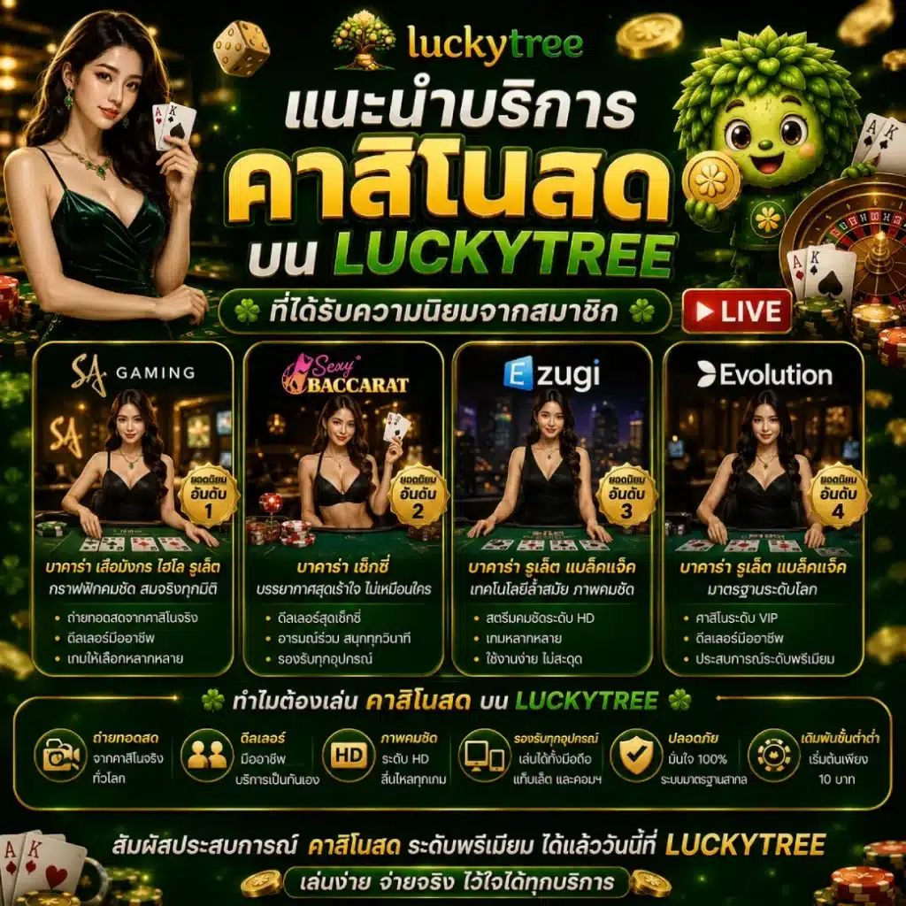แนะนำบริการคาสิโนสดบน LUCKYTREE ที่ได้รับความนิยม